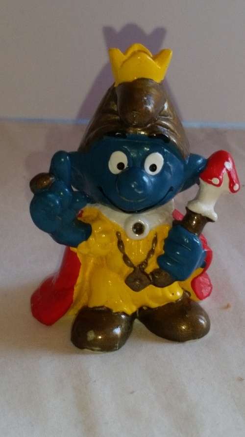 1978 SCHLEICH 20046 - EMPEROR  SMURF (WHITE PVC) - PEYO  - MADE IN HONG KONG