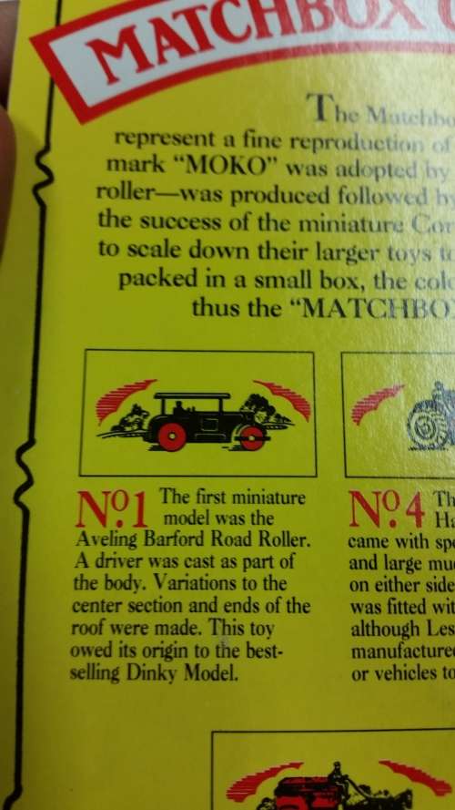 1993 - MATCHBOX LESNEY - ORIGINAL - SERIES 1 - AVELING BARFORD ROAD ROLLER - MADE IN ENGLAND