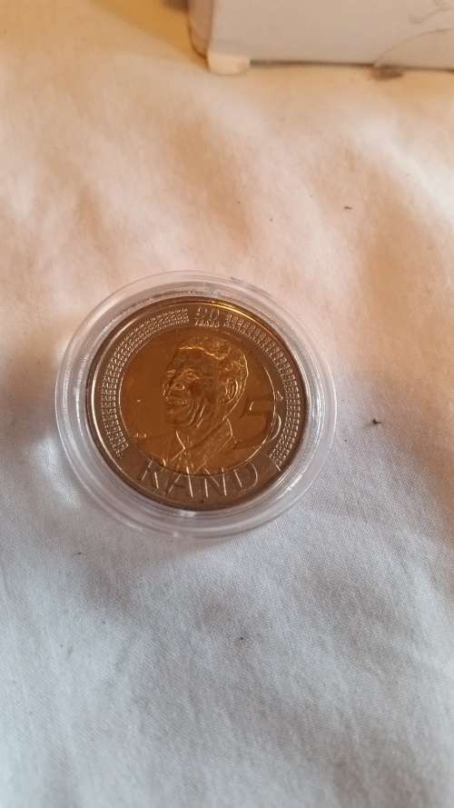 2008 SOUTH AFRICA 5R RAND - MANDELA BIRTHDAY COIN - UNC AND INCAPSULTAED