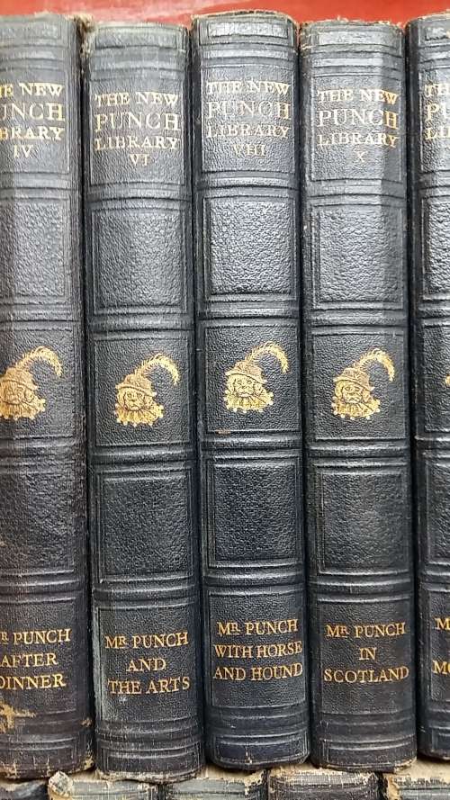 SET OF 14 ANTIQUE BOOKS : THE NEW "PUNCH" LIBRARY circa 1900