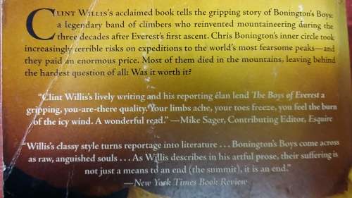 THE BOYS OF EVEREST by CLINT WILLIS