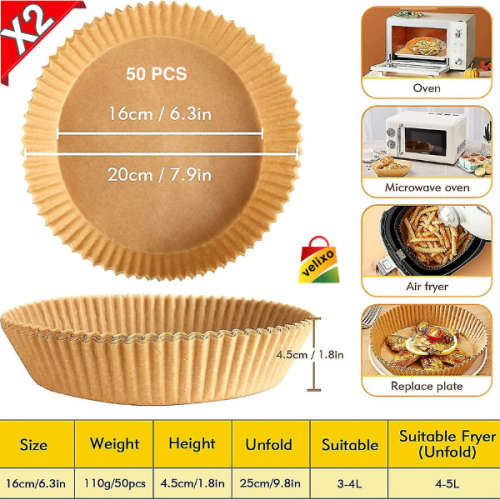 Airfryer Paper Liners Air Fryer Basket Parchment (2 PACKS)