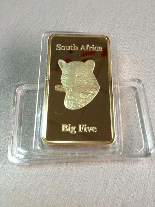 Big Five Leopard 1oz .999 24k Gold Clad bar.