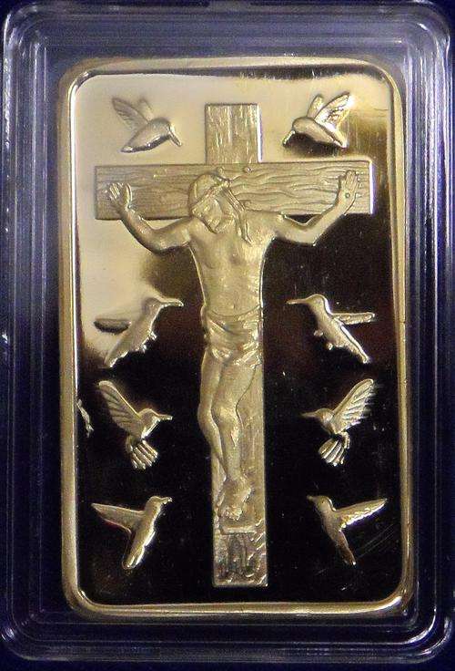 Jesus Christ 1oz .999 24k Gold Clad bar.