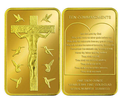 Jesus Christ 1oz .999 24k Gold Clad bar.
