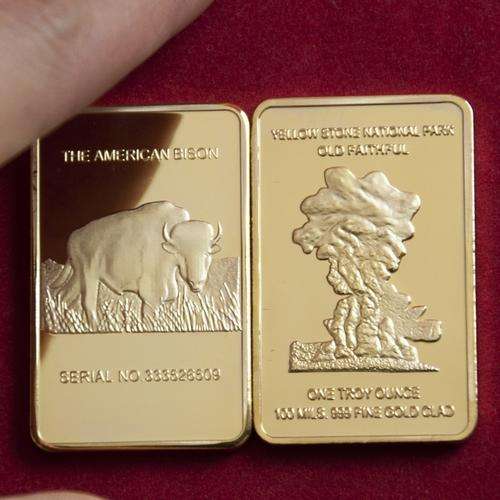 The American Bison 1oz .999 24k Gold Clad bar.