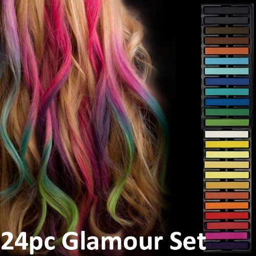 PROFESSIONAL HAIR CHALK - 24 ASSORTED COLORS