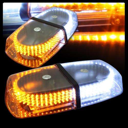 WHITE AND AMBER LED EMERGENCY STROBE WARNING LIGHT WITH MAGNETIC BASE