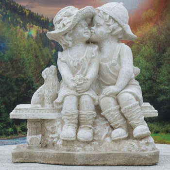 KIssing kids on the bench