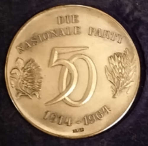 RARE 1964 FATHERS OF APARTHEID SILVER MEDALLION