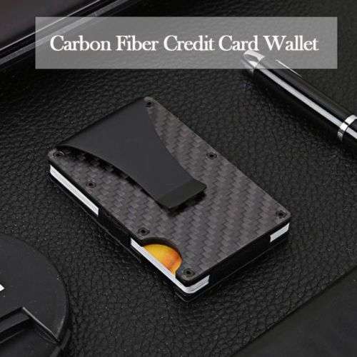 Carbon Fiber Wallet Credit Card Holder RFID Blocking