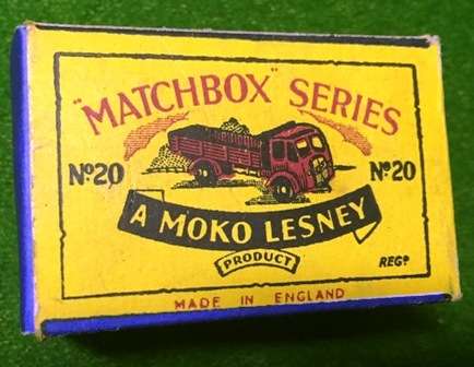 MATCHBOX NO. 20 EMPTY BOX. MOKO.