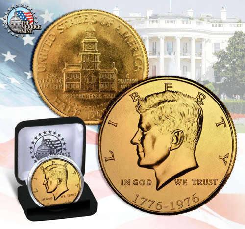 GOLD 24 KARAT JFK KENNEDY HALF DOLLAR COIN UNCIRCULATED