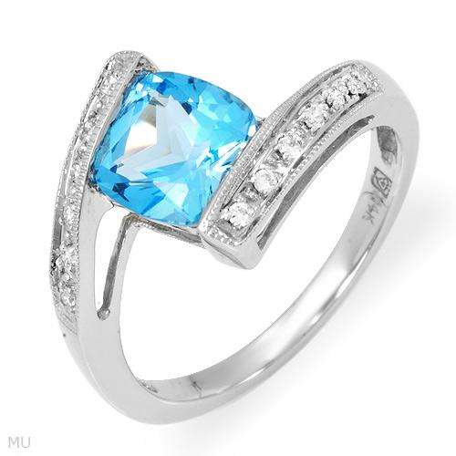 Genuine Diamonds and Topaz Made in 14K White Gold-