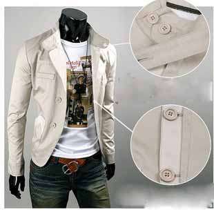 @ R890 2011 NEW - Fashion Stand Collar men beige suits @