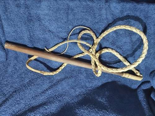 Beautiful old braided genuine leather Whip