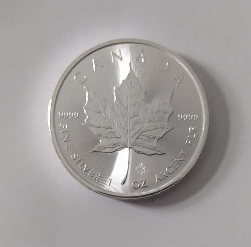 {ECONO BID} 2021 ONE OUNCE .9999 SILVER CANADIAN MAPLE LEAF COIN (UNC) IN CAPSULE