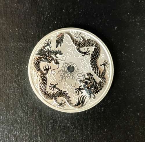 *RARE* 2019 AUSTRALIAN TWIN DRAGONS 1 OZ SILVER COIN (UNC)(CAPSULED)