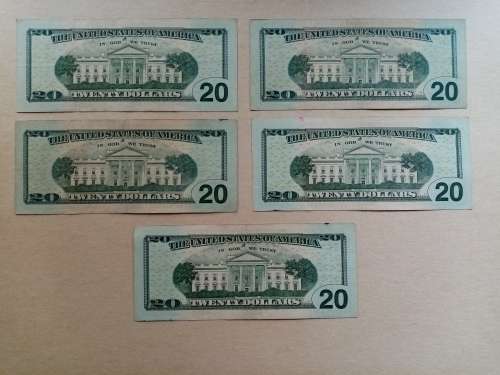 5 X UNITED STATES $20 BANKNOTES(ONE BID FOR ALL 5)