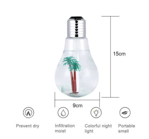 Colorful Light Bulb Humidifier Car Atomization Water Distributor Mini USB Humidifier Household Ambie