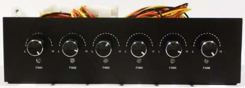 PC Desktop 5.25" Bay Fan Control 6 Ports Fan Rotation Speed Controller with LED