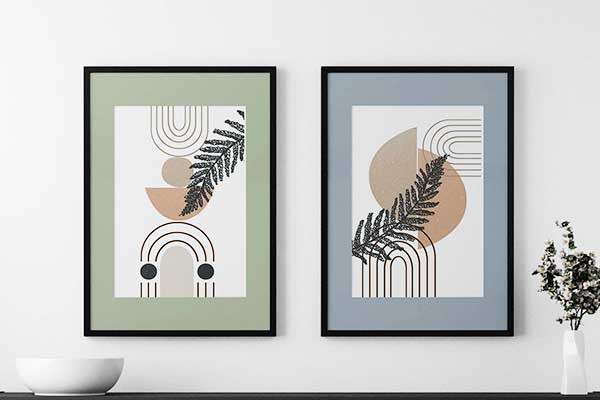 Mid Century Art Prints Wall Print, Boho Abstract Boho Wall Print Set, Boho Abstract Poster Set Of 2,