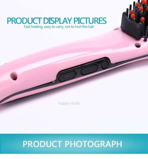 Electric Hair Straightener Comb Hot Iron Brush Auto Fast Hair Massager Tool