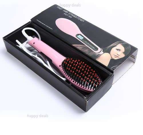 Electric Hair Straightener Comb Hot Iron Brush Auto Fast Hair Massager Tool