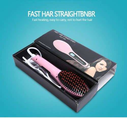 Electric Hair Straightener Comb Hot Iron Brush Auto Fast Hair Massager Tool