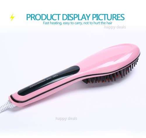 Electric Hair Straightener Comb Hot Iron Brush Auto Fast Hair Massager Tool