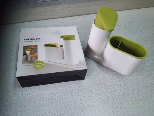 2-PIECE SINK TIDY SET EASY PRESS SOAP PUMP