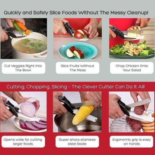 Hot Pro Trendy Clever Cutter 2-in-1 Knife & Cutting Board Scissors