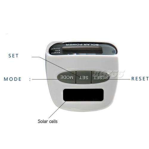 Solar Energy Electronic Sports Pedometer Multi-function Pedometer White MKLG