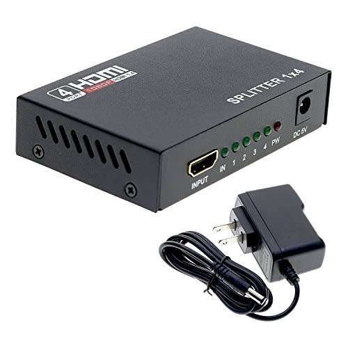 HDMI Splitter 4 In 1 out with Power Adapter- Powered HDMI Splitter for Full HD 1080