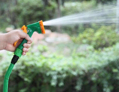 15M 50Ft Coil kink free Garden Hose Pipe & Spray Gun Head Nozzle