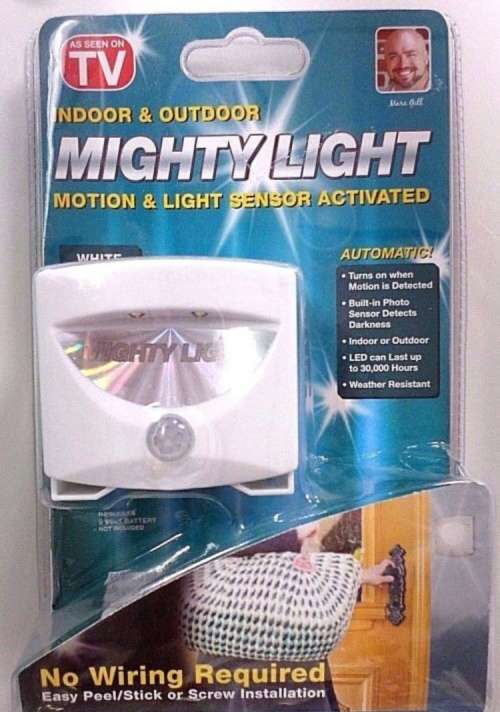 MIGHTY LIGHT - INDOOR/OUTDOOR - MOTION AND LIGHT SENSOR ACTIVATED - WHITE