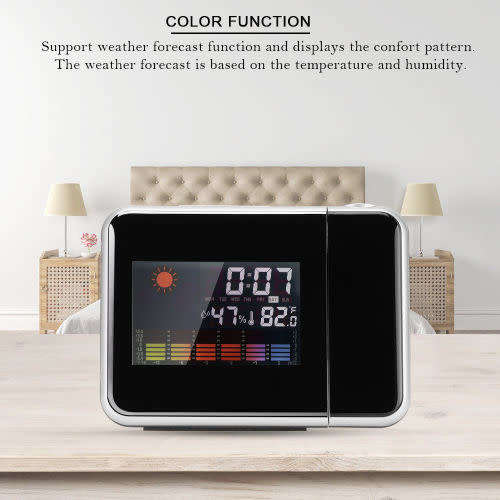 Digital Projection Alarm Clock LED with Temperature Weather Station LCD Display