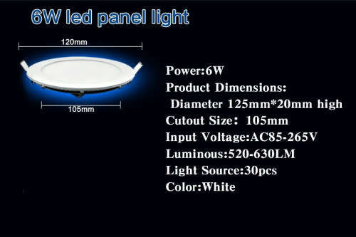 6W Round LED Panel light Recessed Kitchen Bathroom Downlight LED Ceiling