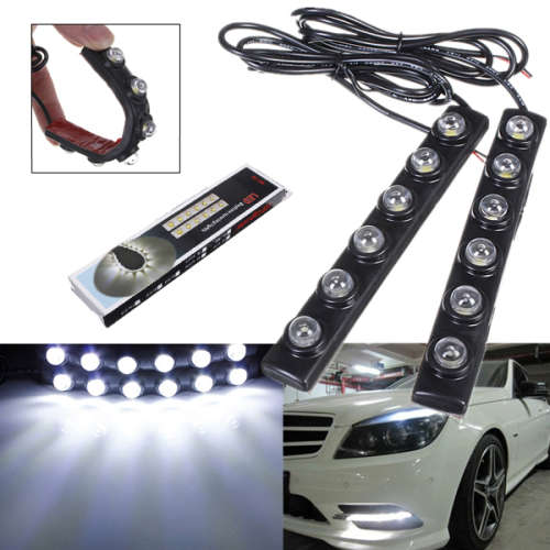 2 x Car Daytime Running Light Fog Driving Lamp 6LED White Waterproof