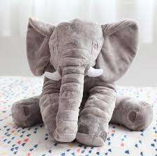 Stuffed Elephant Toy / Pillow for Baby - Grey