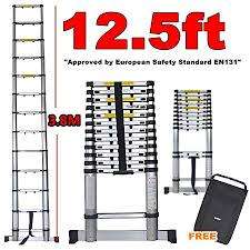 3.8M 13 Steps Aluminum Alloy Portable Extension Telescopic Ladder Single Straight Ladder (KKIKE)