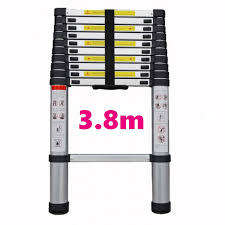 3.8M 13 Steps Aluminum Alloy Portable Extension Telescopic Ladder Single Straight Ladder (KKIKE)