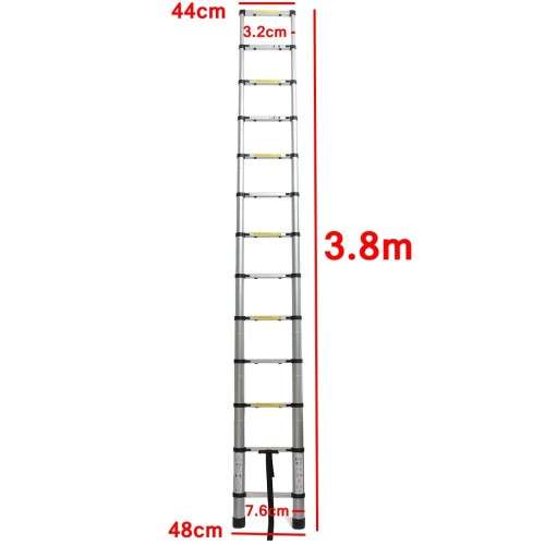 3.8M 13 Steps Aluminum Alloy Portable Extension Telescopic Ladder Single Straight Ladder (KKIKE)