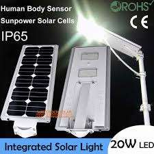 All In One Integrated Solar Street Light Ip65 20W Led Chip Solar Power Street Light