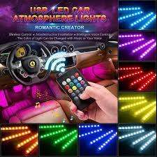 Car Voice-Activated LED Foot Light Strip Bar, Interior Decorative Colorful Atmosphere Lamp (KKHE)