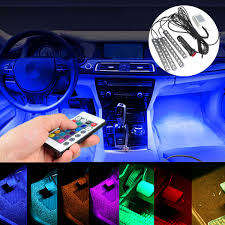 Car Voice-Activated LED Foot Light Strip Bar, Interior Decorative Colorful Atmosphere Lamp (KKHE)