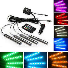 Car Voice-Activated LED Foot Light Strip Bar, Interior Decorative Colorful Atmosphere Lamp (KKHE)