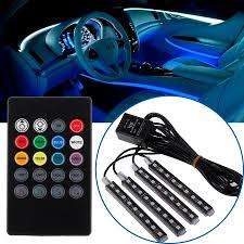 Car Voice-Activated LED Foot Light Strip Bar, Interior Decorative Colorful Atmosphere Lamp (KKHE)