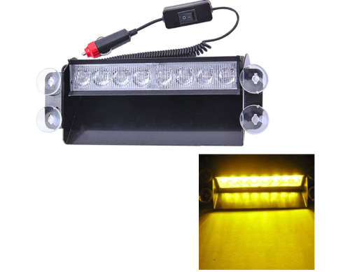 8 LED Strobe White Amber Emergency Vehicle Car Flash Light Warning Dash 3 Modes