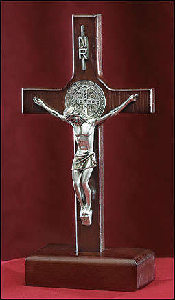 Roman Catholic St Benedict medal inlay standing crucifix cross new